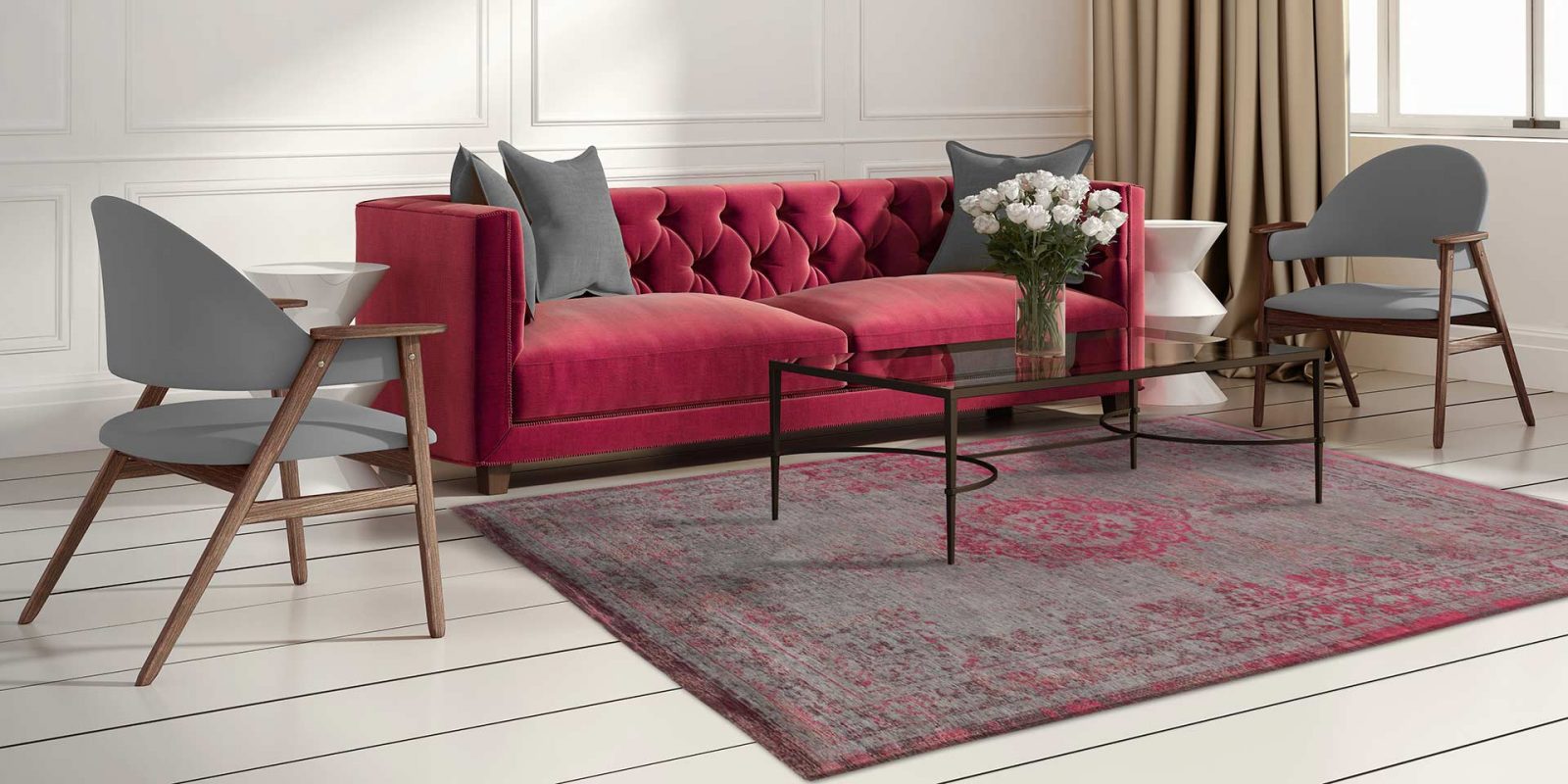 teppiche online Louis De Poortere Medaillon Pink Flash LX8261