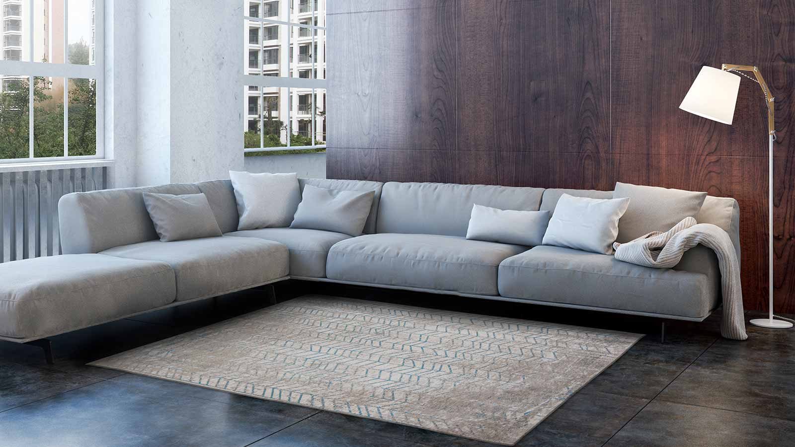 Louis De Poortere Teppich Mad Men Tribeca Blue 8927 Jacobs Ladder Design