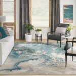 Nourison Teppich Maxell MAE08 IVTL IVORY TEAL 9x13 099446880246 interior 3