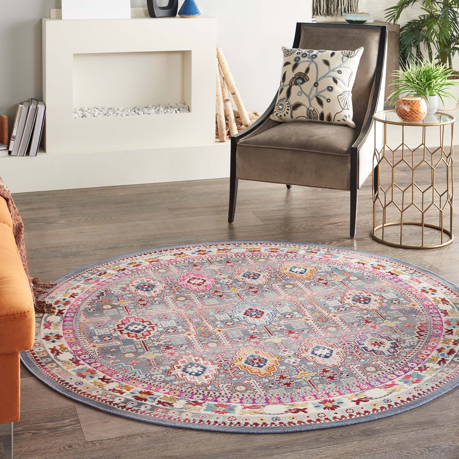 Nourison Teppich Vintage Kashan VKA05 GYMTC GREY MULTICOLOR 6xRND 099446811844 interior 1